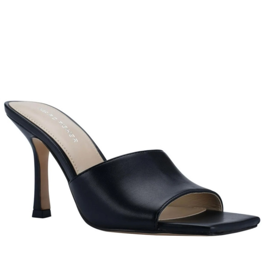 Marc Fisher Danria Dress Sandals – Black Faux Leather Size 10M